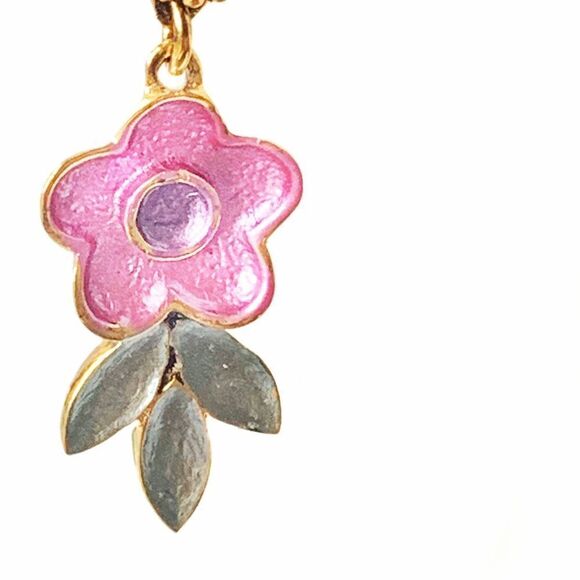Vintage Banana Bob pastel enamel floral crystal pierced earrings - Picture 6 of 7